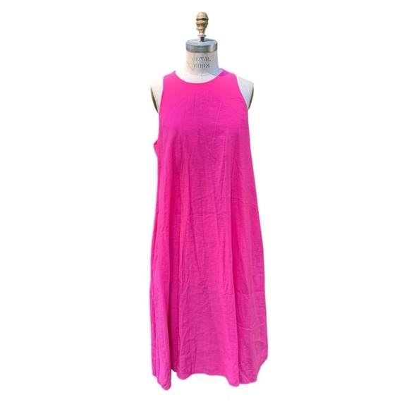 COS Racerneck midi shift dress in hot pink with pockets. Size 12 - Picture 4 of 11